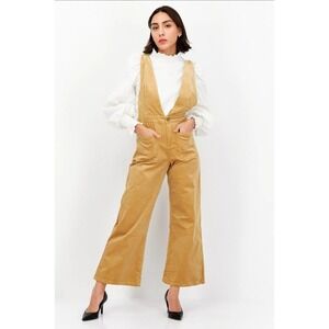 Sage The Label Courdoroy‎ Old School Overalls Khaki Cottage Core